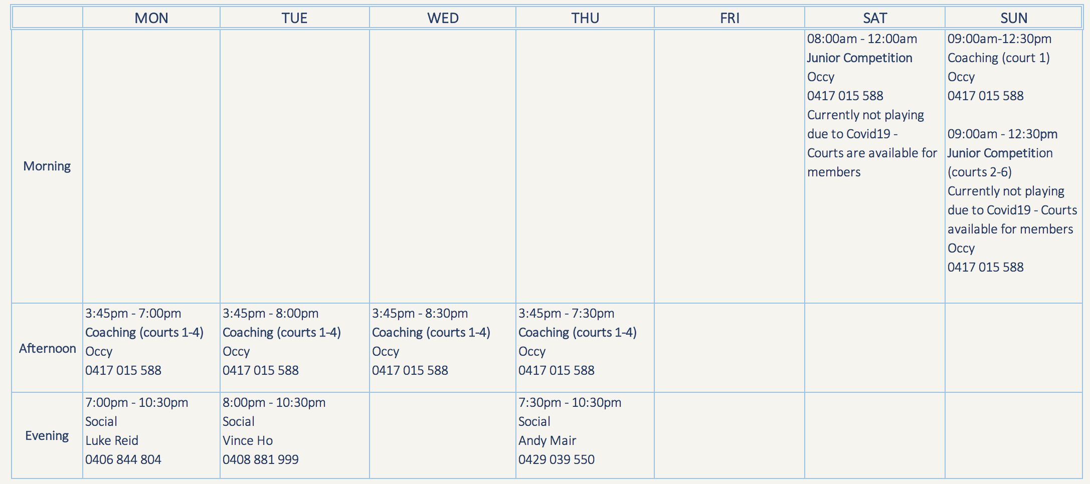 Weekly Events as at May20